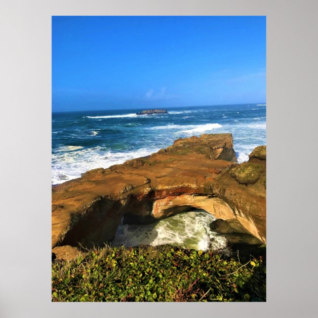 Otter Rock at Devil's Punchbowl Staat Park, Oregon Poster (Vorne)