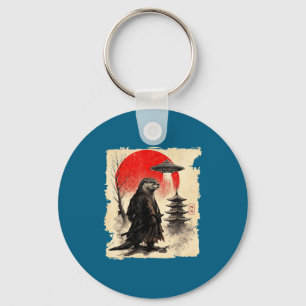 Otter Samurai Retro Ufo Japanischer Krieger Kunst Schlüsselanhänger
