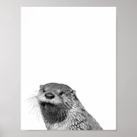Otter Schwarz-weiß Cabin Kinderzimmer Foto Poster