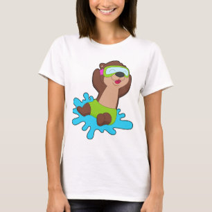 Otter Schwimmen Schwimmbrille Sommer T-Shirt