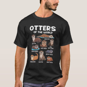 Otter Sea Animals of the World Chibi Otter Lover E T-Shirt