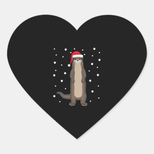 Otter Sea Otter Weihnachtstiere Geschenk Idee Herz-Aufkleber