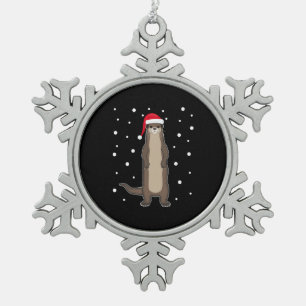 Otter Sea Otter Weihnachtstiere Geschenk Idee Schneeflocken Zinn-Ornament