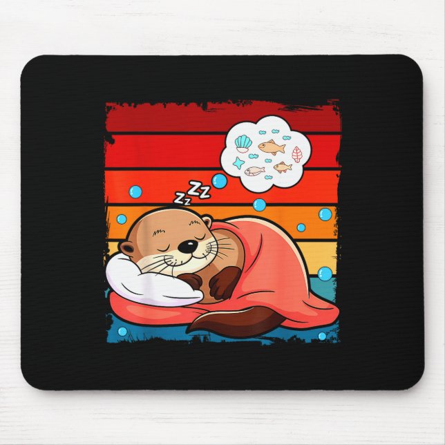 Otter Sleeng Animal Pajamas Nap Pjs Outfit Sea Ott Mousepad (Vorne)