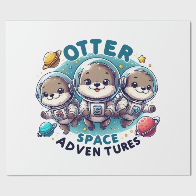 Otter Space Abenteuer Geschenkpapier (Flach)