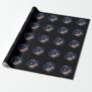 Otter Space Funny Astronaut Otter Puck Dark BG Geschenkpapier