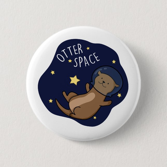 Otter Space Funny Astronaut Otter Puff Button (Vorderseite)