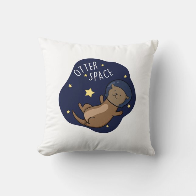 Otter Space Funny Astronaut Otter Puff Kissen (Vorderseite)