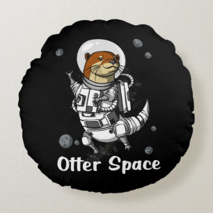 Otter Space Funny Astronaut Rundes Kissen