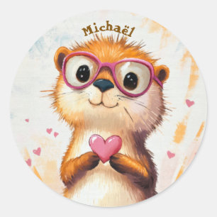 Otter-Sticker Valentinstag Kinder Schule Runder Aufkleber