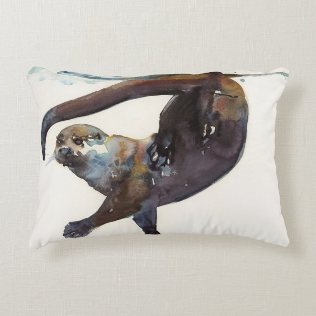 Otter-Studie II - 'Talisker Zierkissen (Vorderseite)