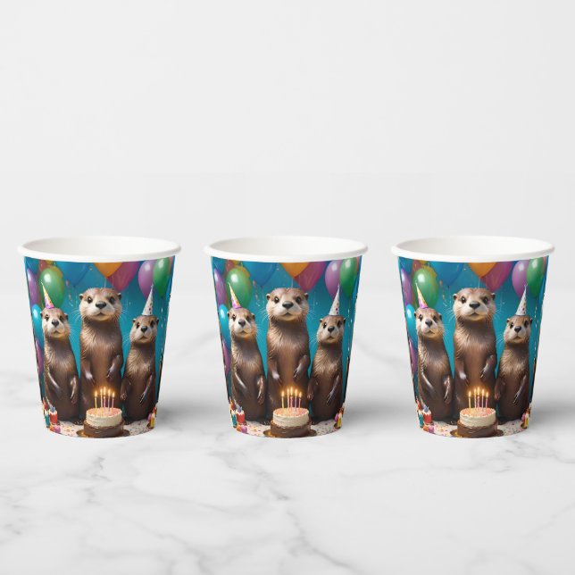 Otter Triplets Birthday Party, Pappbecher (Multi)