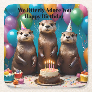 Otter Triplets Große Adventsfeier Rechteckiger Pappuntersetzer