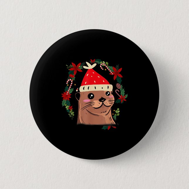 Otter Ugly Christmas Christmas Winter  Button (Vorderseite)