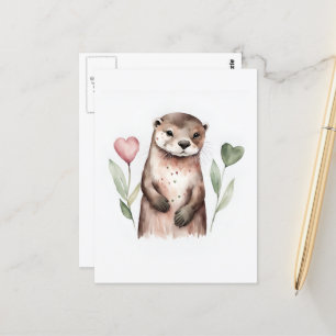 Otter und die Herz-Blume Postkarte