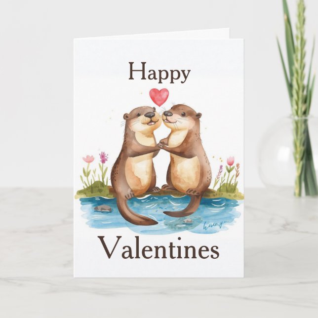 Otter Valentines Day Card Karte (Vorderseite)