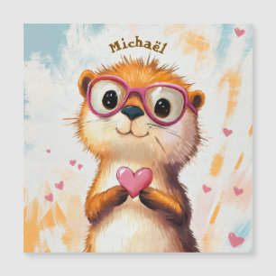 Otter Valentinstag Herz Abzeichen Kinder Schule Magnetkarte
