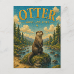 Otter-Waldfluss-Aquarell-GeoSaga Postkarte