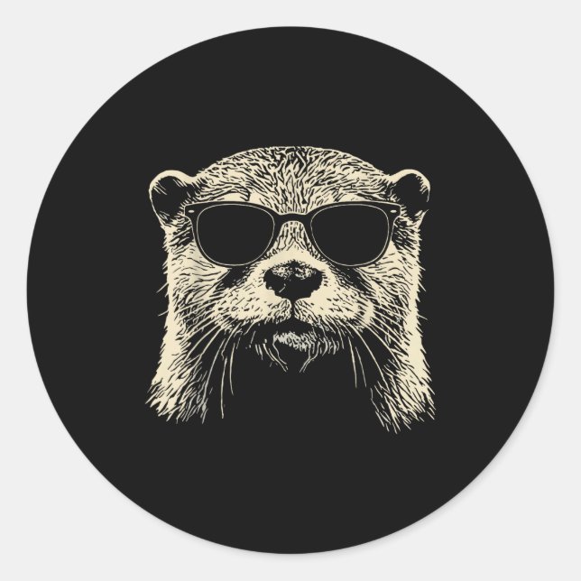 Otter Wearing Sungles Graphic Otter Shirt Men Wome Runder Aufkleber (Vorderseite)