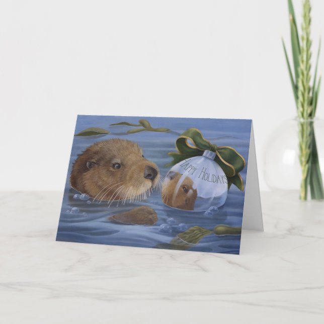 Otter-Weihnachtsfeiertags-Karte Feiertagskarte (Vorderseite)