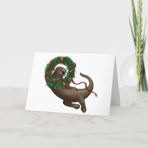 Otter-Weihnachtsgirlande-Feiertagskarte Feiertagskarte