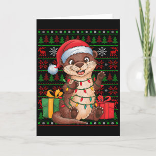 Otter-Weihnachtslichter hässlicher Weihnachtsmannh Karte