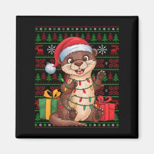 Otter-Weihnachtslichter hässlicher Weihnachtsmannh Magnet