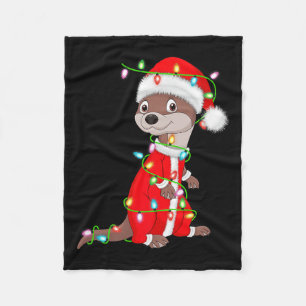 Otter Weihnachtslichter Santa Kostüm Süßes Tier X Fleecedecke