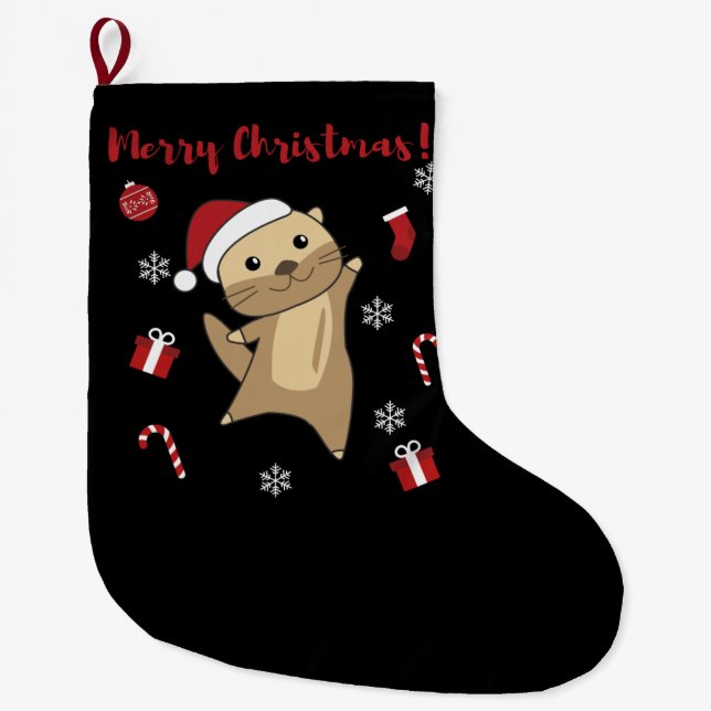 Otter Weihnachtsschnee Wintertiere Otter Großer Weihnachtsstrumpf (Vorderseite)
