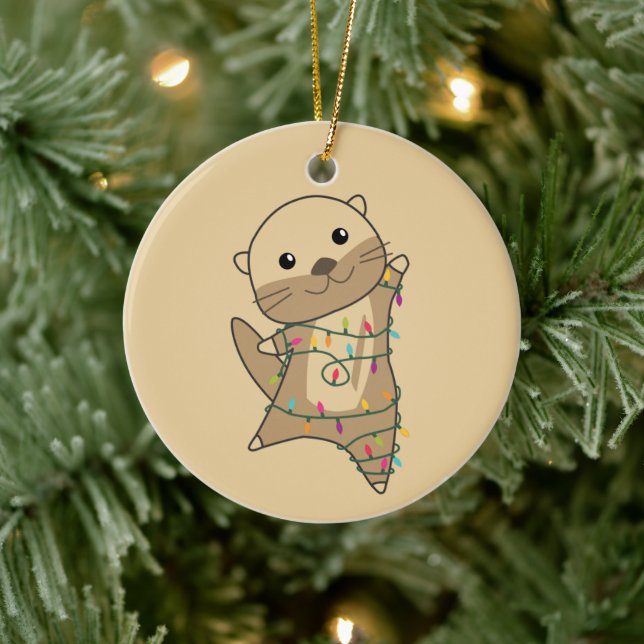 Otter Weihnachtsschnee Wintertiere Otter Keramik Keramik Ornament (Baum)