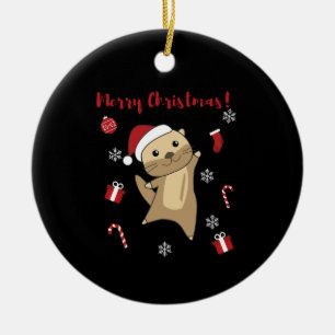 Otter Weihnachtsschnee Wintertiere Otter Keramik Ornament