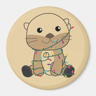 Otter Weihnachtsschnee Wintertiere Otter Magnet