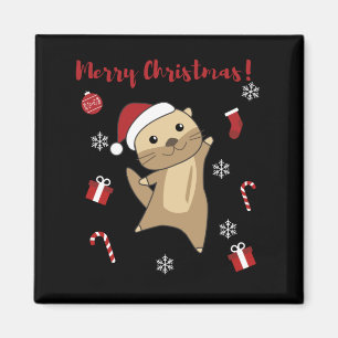 Otter Weihnachtsschnee Wintertiere Otter Magnet