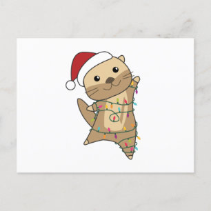 Otter Weihnachtsschnee Wintertiere Otter Postkarte