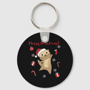 Otter Weihnachtsschnee Wintertiere Otter Schlüsselanhänger