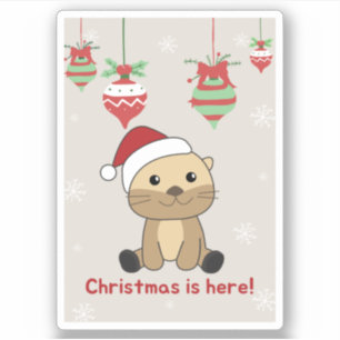 Otter Weihnachtsschnee Wintertiere Otter Sticker