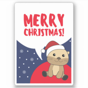 Otter Weihnachtsschnee Wintertiere Otter Sticker