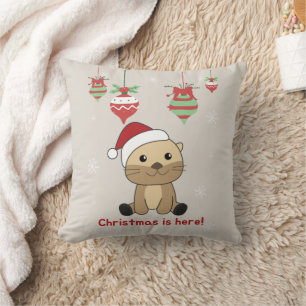 Otter Weihnachtsschnee Wintertiere Otter Throw Pi Kissen