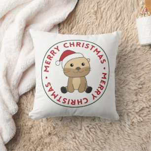 Otter Weihnachtsschnee Wintertiere Otter Throw Pi Kissen