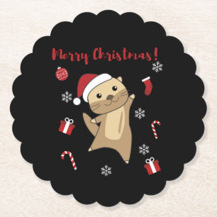 Otter Weihnachtsschnee Wintertiere Otter Untersetzer