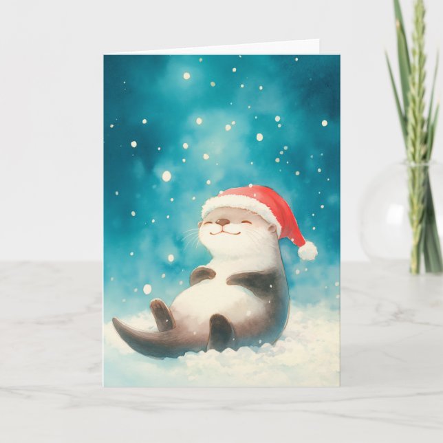 Otter Weihnachtsschrei Karte (Vorderseite)
