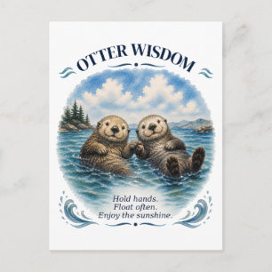 Otter-Weisheit-Wasserfarbe Inspirierend Postkarte