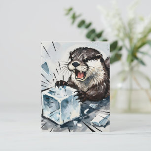 Otter wütend und Eis brechend Postkarte
