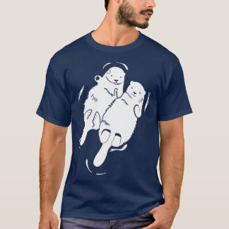 Otter zwei Holding Hand Matching Couple Lover T-Shirt