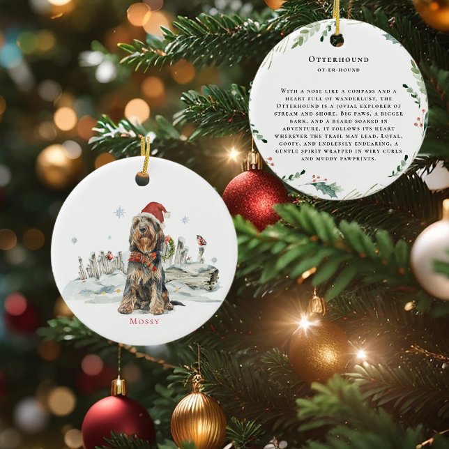 Otterhound Dog Watercolor Monogramm Keramik Ornament (Von Creator hochgeladen)