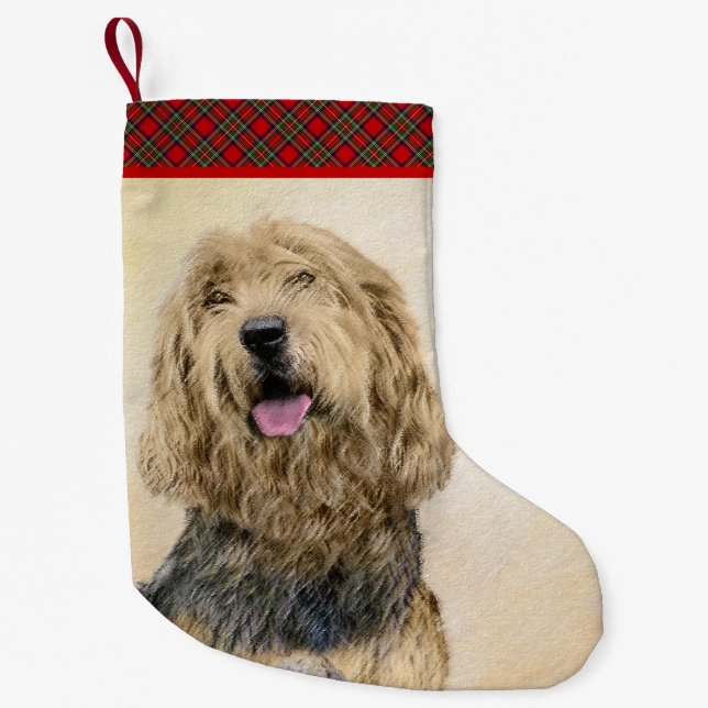 Otterhound-Malerei - Niedliche Original Hunde-Kuns Kleiner Weihnachtsstrumpf (Vorderseite)