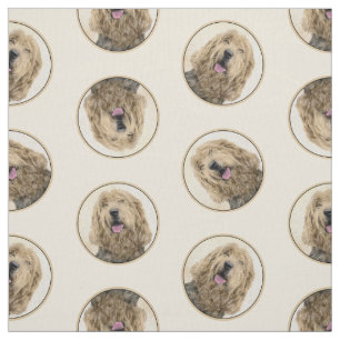 Otterhound Malerei Schwarz und Tan Original Hunde  Stoff
