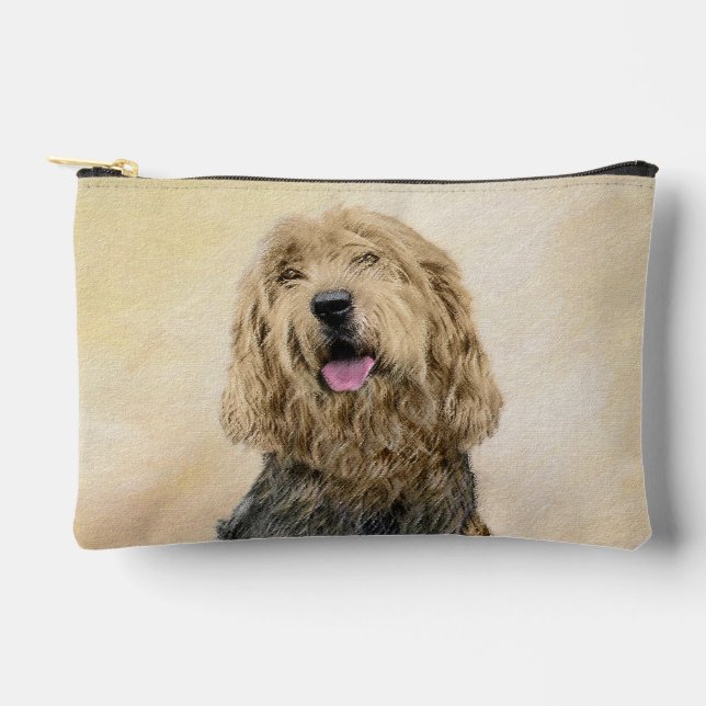 Otterhound Malerei Schwarz und Tan Original Hunde  Zubehörtasche (Vorderseite)