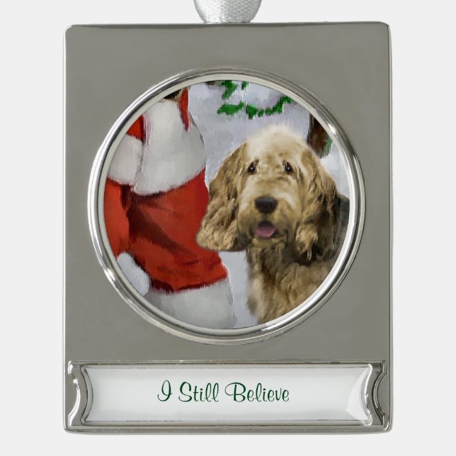 Otterhound Personalisiert Weihnachten Banner-Ornament Silber (Vorderseite)