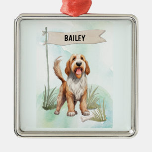 Otterhound-Wasserfarben-Hundemotiv mit Namen Ornament Aus Metall